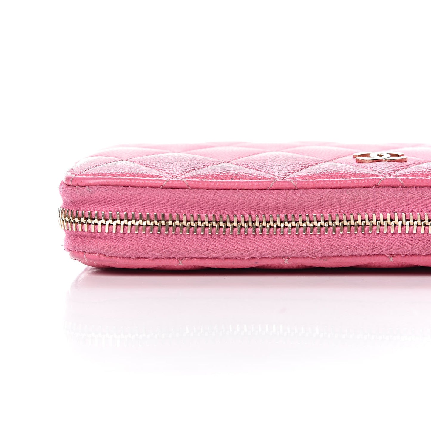 Caviar Quilted Large Gusset Zip Around Wallet Pink