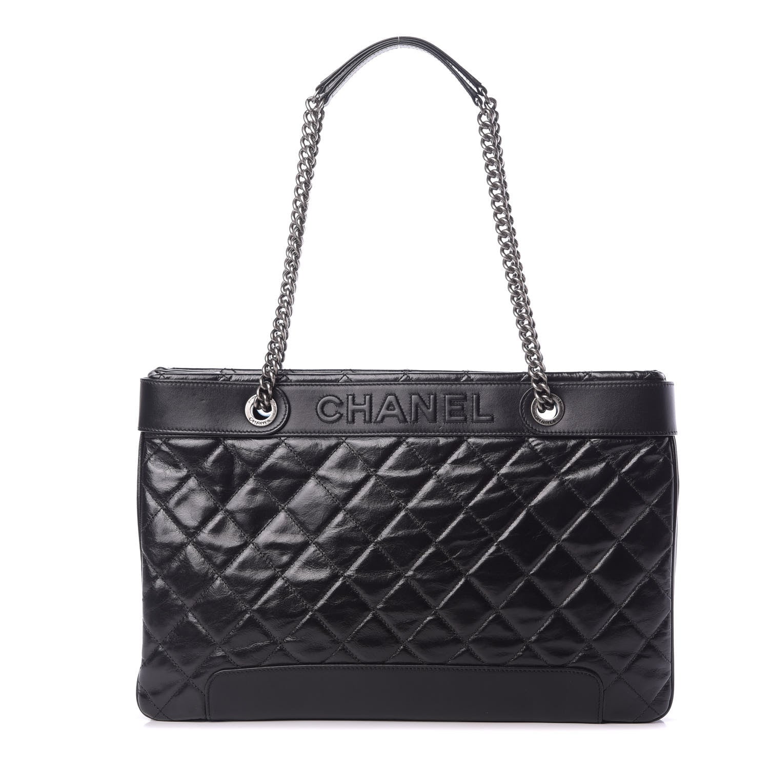 Chanel Glazed Calfskin Quilted Shopping Tote Black 1 of 12