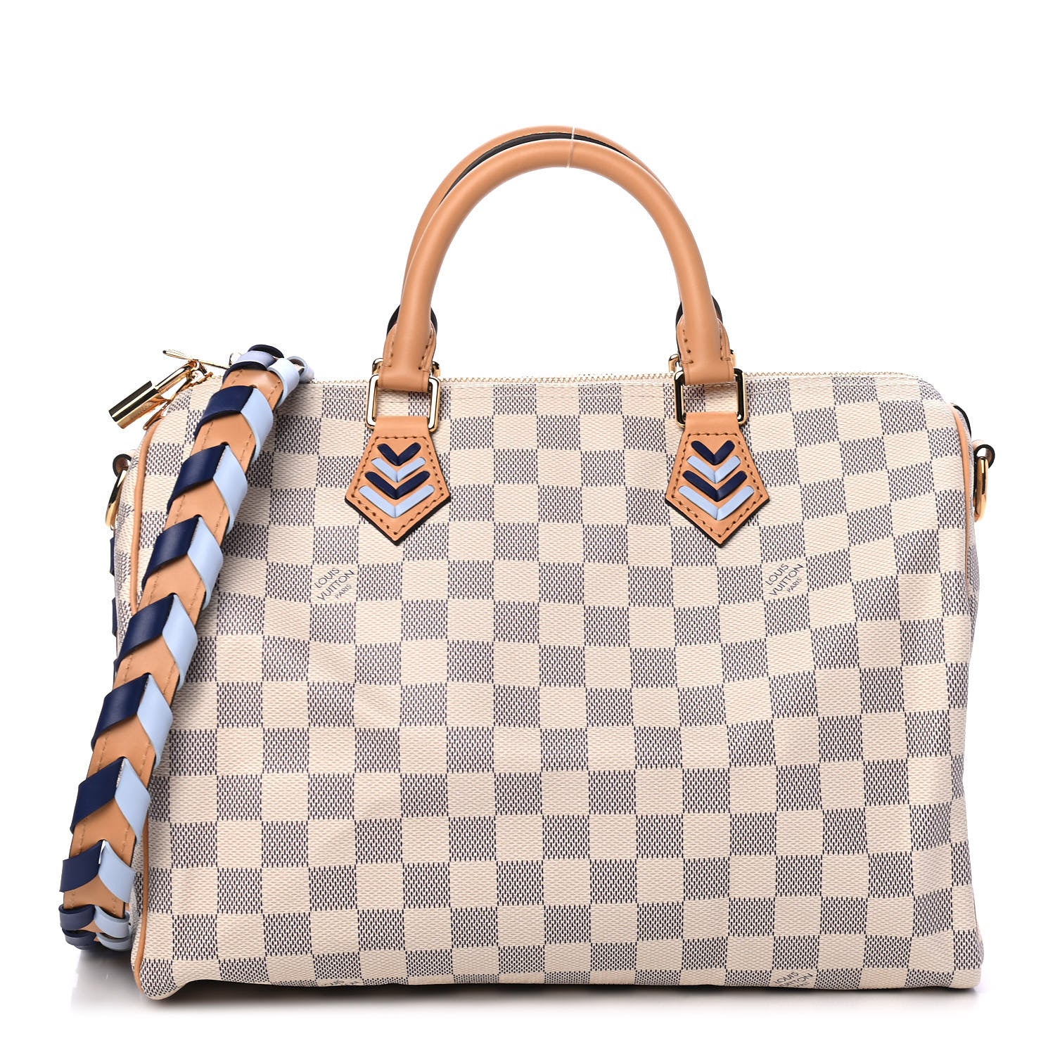 Louis Vuitton Damier Azur Braided Speedy Bandouliere 30 Blue 1 of 4