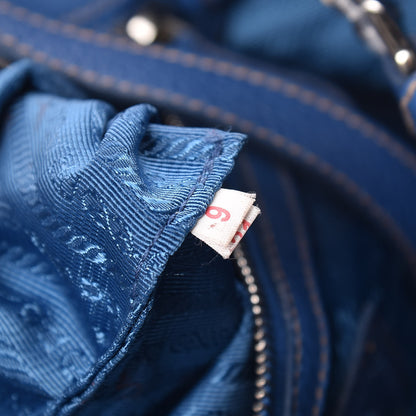 Prada Cervo Deerskin Tote Blue 7 of 16
