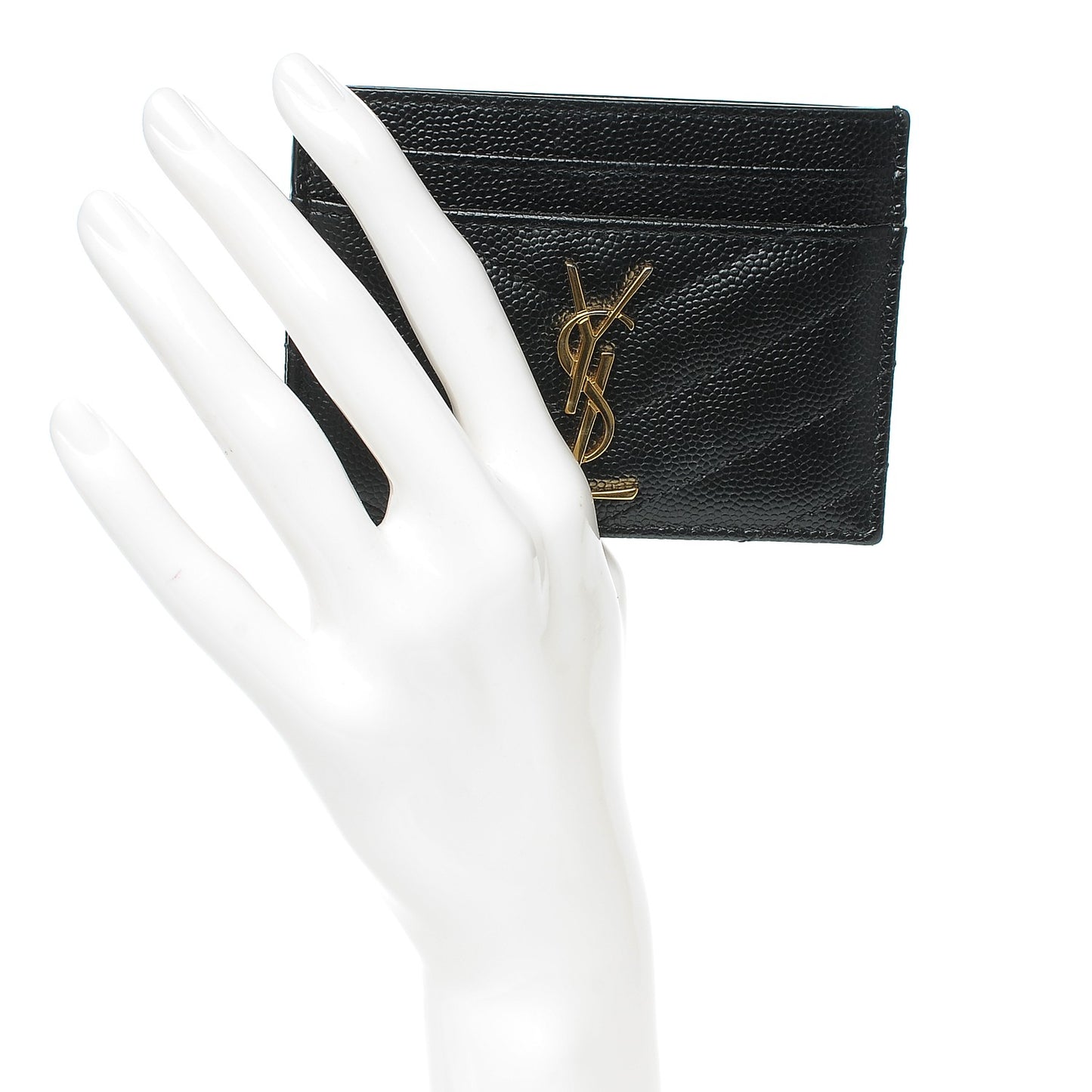 Grain De Poudre Matelasse Chevron Monogram Credit Card Case Black
