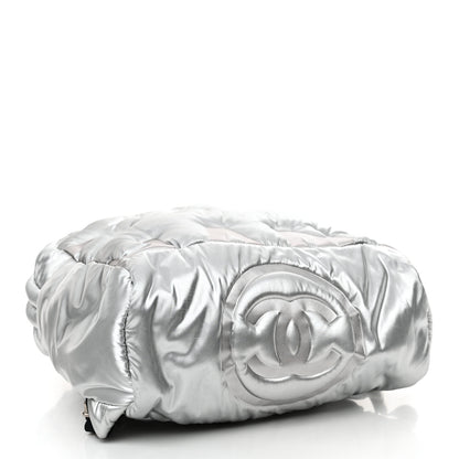 Chanel Nylon Embossed Doudoune Backpack Silver 4 of 11