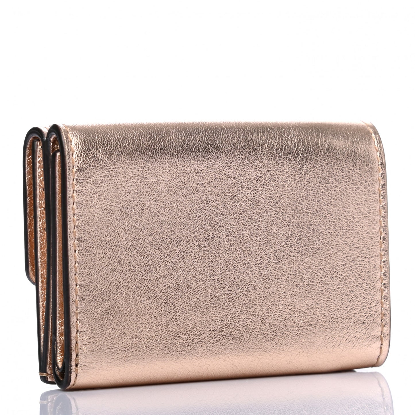 Vitello Laminato FF 1974 Embossed Micro Tri-Fold Wallet Rame