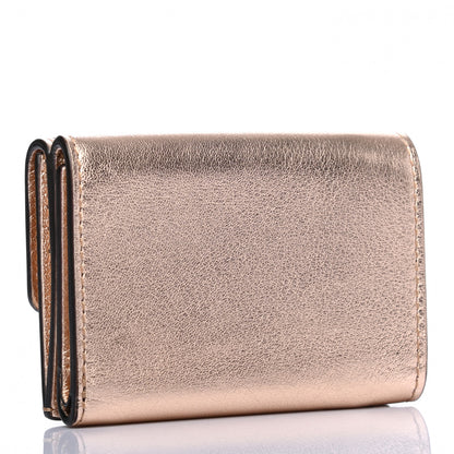 Fendi Vitello Laminato FF 1974 Embossed Micro Tri-Fold Wallet Rame 3 of 7