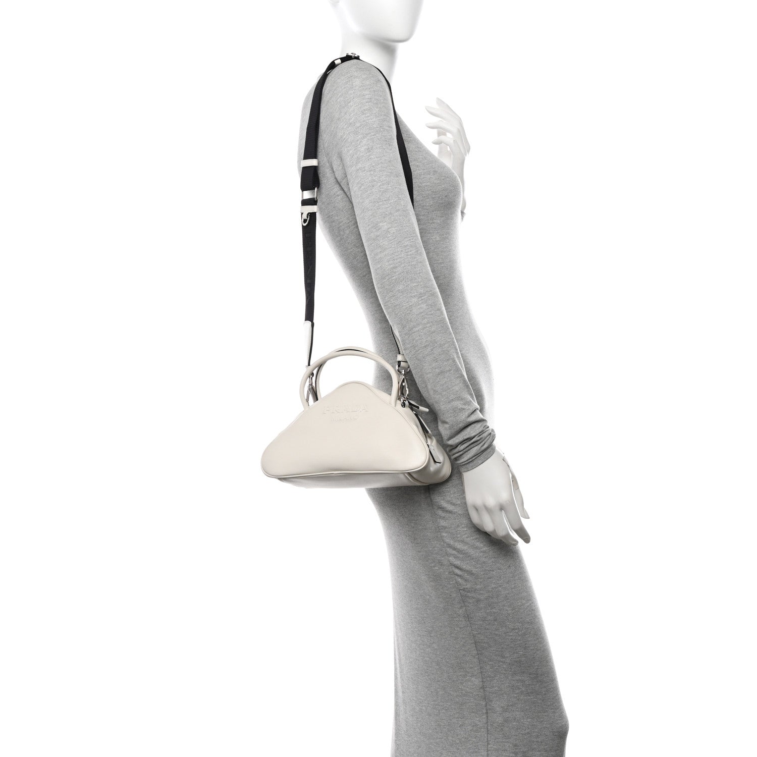Prada Grace Lux Triangle Top Handle Shoulder Bag White 2 of 10