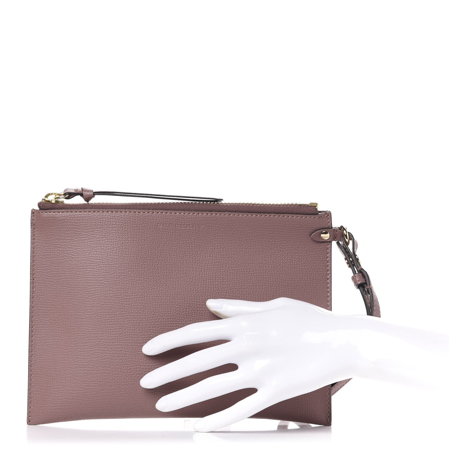 Burberry Grainy Calfskin Haymarket Check Zip Pouch Light Elderberry 2 of 6