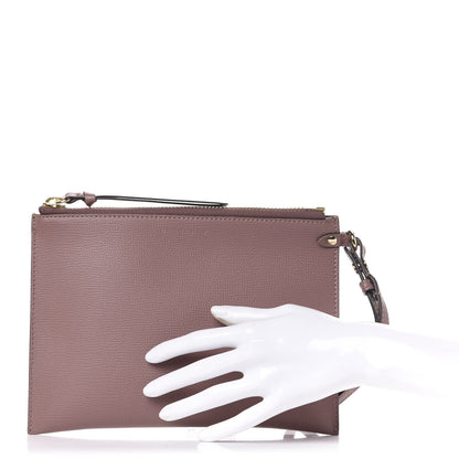 Burberry Grainy Calfskin Haymarket Check Zip Pouch Light Elderberry 2 of 6