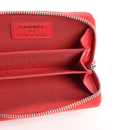 Chanel Caviar Chevron Quilted Zip Coin Purse Light Red 13 of 16