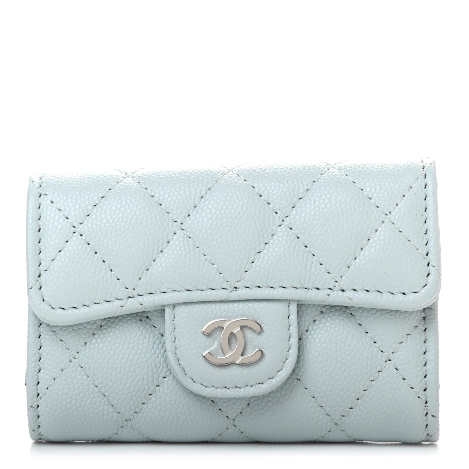 Chanel Caviar Quilted Classic 4 Key Holder Wallet Light Blue 1 of 8