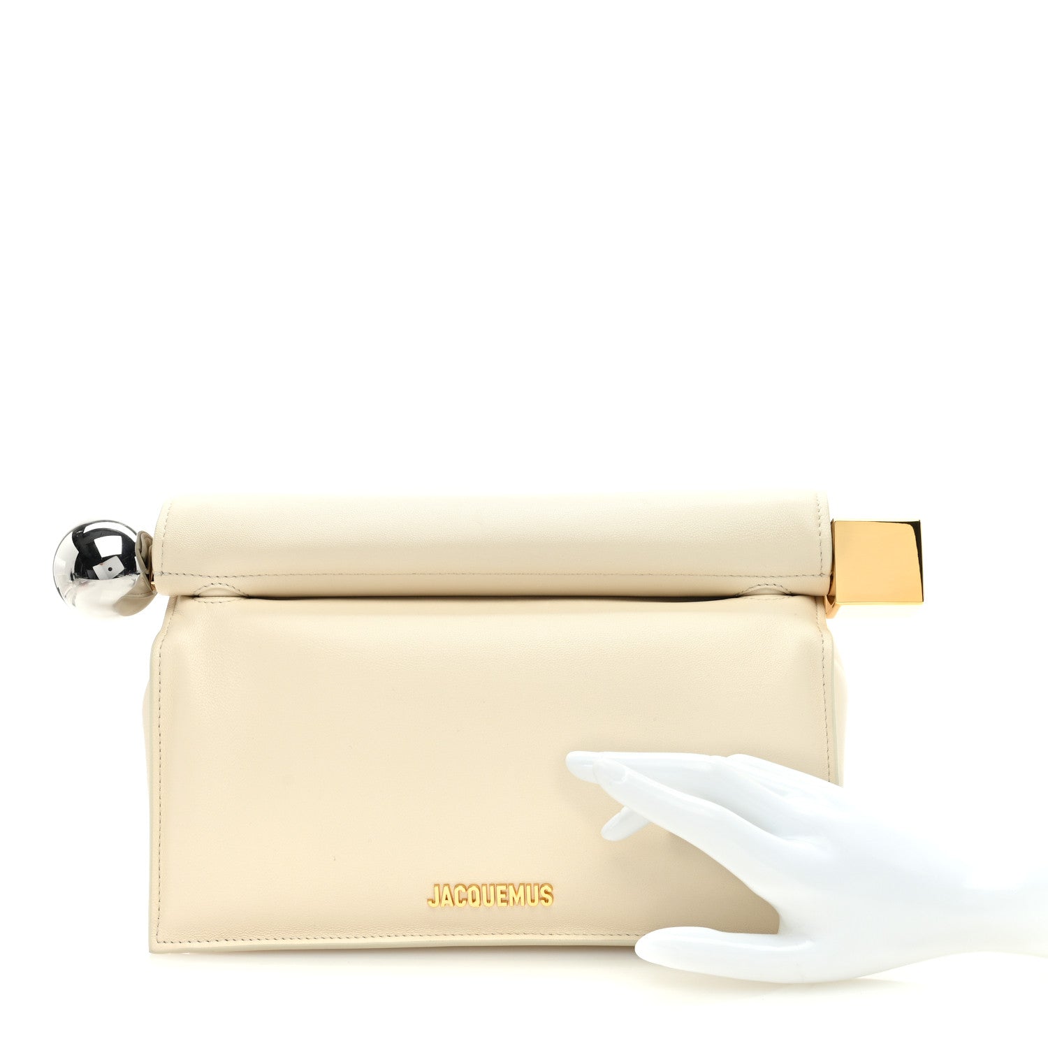 Jacquemus Smooth Calfskin La Pochette Rond Carre Light Ivory 2 of 9