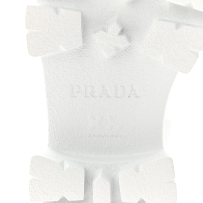 Prada Foam Rubber Metal Triangle Logo Monolith 55mm Cage Sandals 38 White 7 of 10