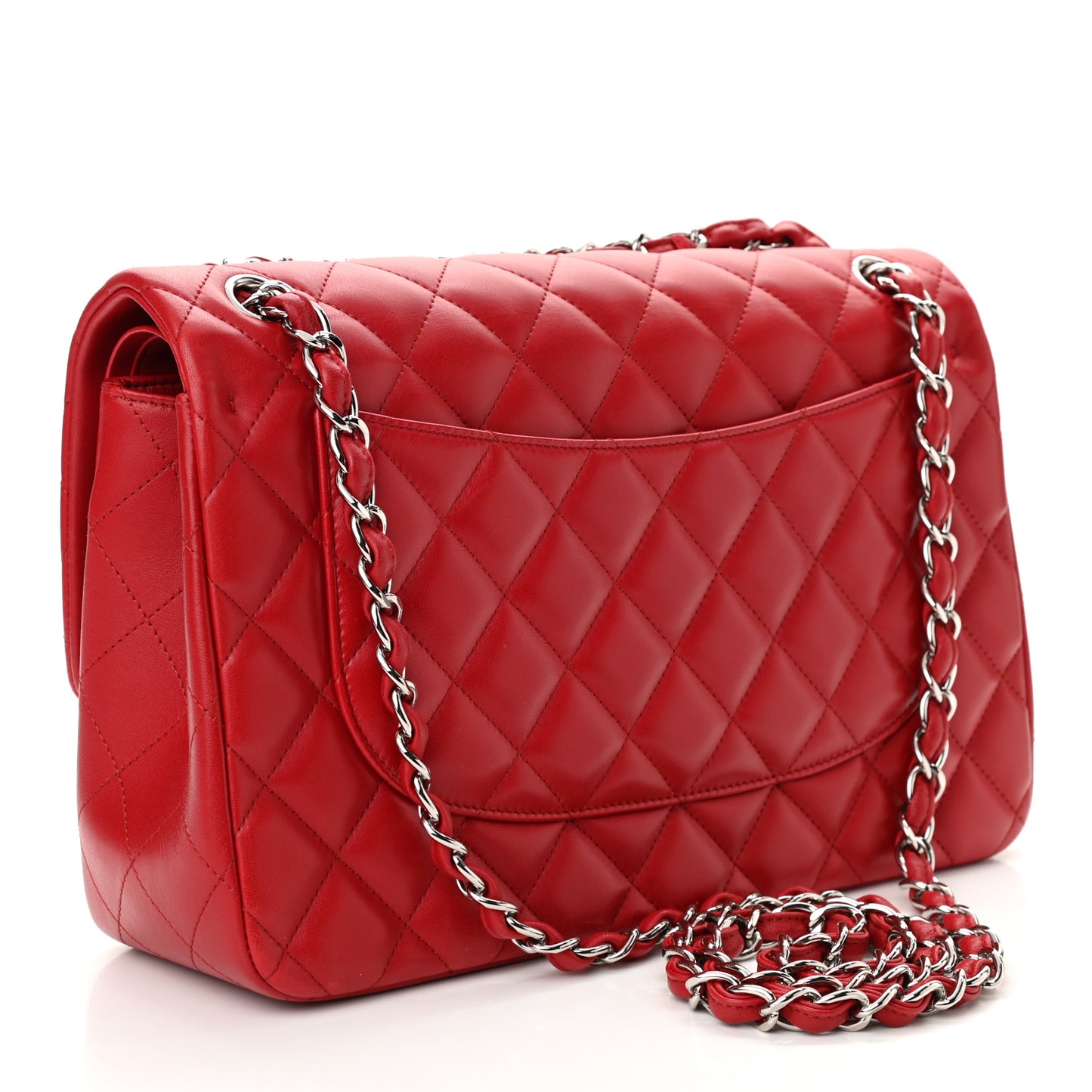 Lambskin Quilted Jumbo Double Flap Red