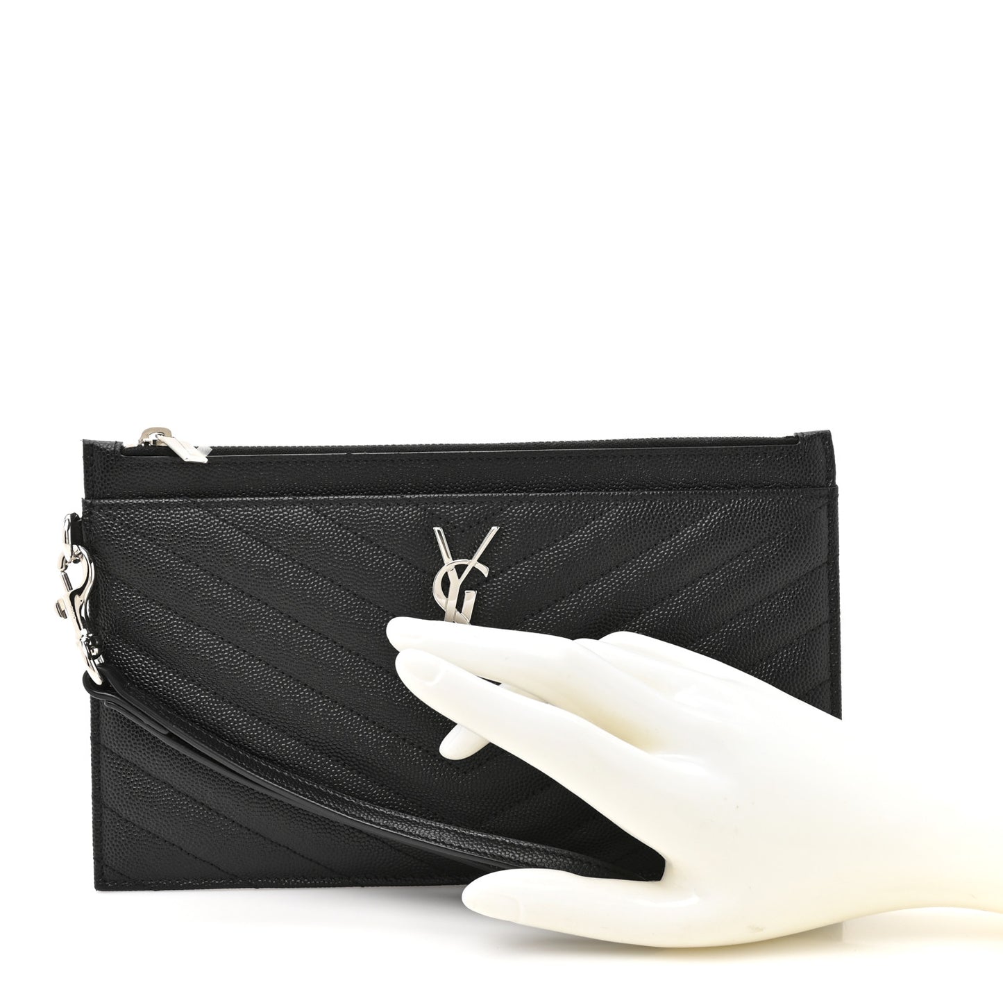 Grain De Poudre Chevron Monogram Large Bill Pouch Black