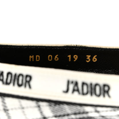 Christian Dior Canvas Ribbon Tartan Print Embroidered J'Adior 100mm Pumps 36 Black Off White 8 of 9