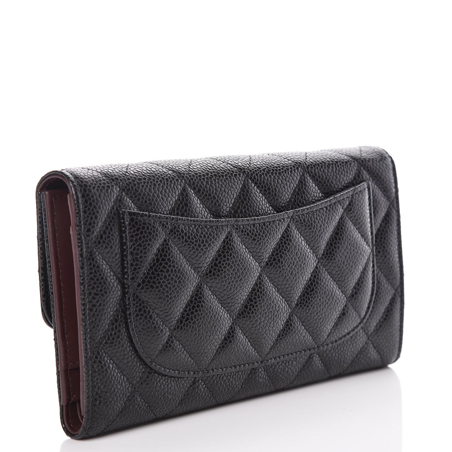 Caviar Quilted Large Flap Wallet Black