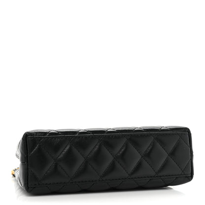 Chanel Shiny Aged Calfskin Quilted Nano Kelly Shopper Black 4 of 10