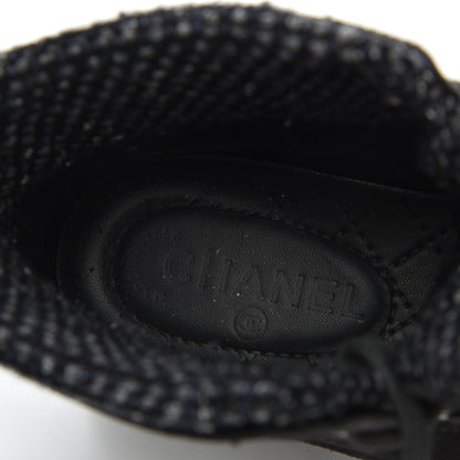 Chanel Suede Tweed High Top Sneakers 37.5 Dark Grey 7 of 9