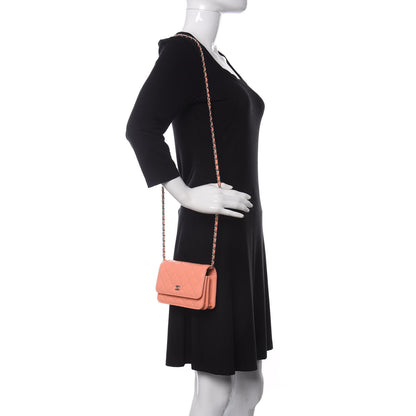 Chanel Caviar Quilted Mini Wallet On Chain WOC Coral 2 of 10