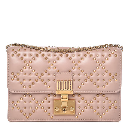 Christian Dior Lambskin Cannage Studded Dioraddict Wallet on Chain Clutch Nude 1 of 13