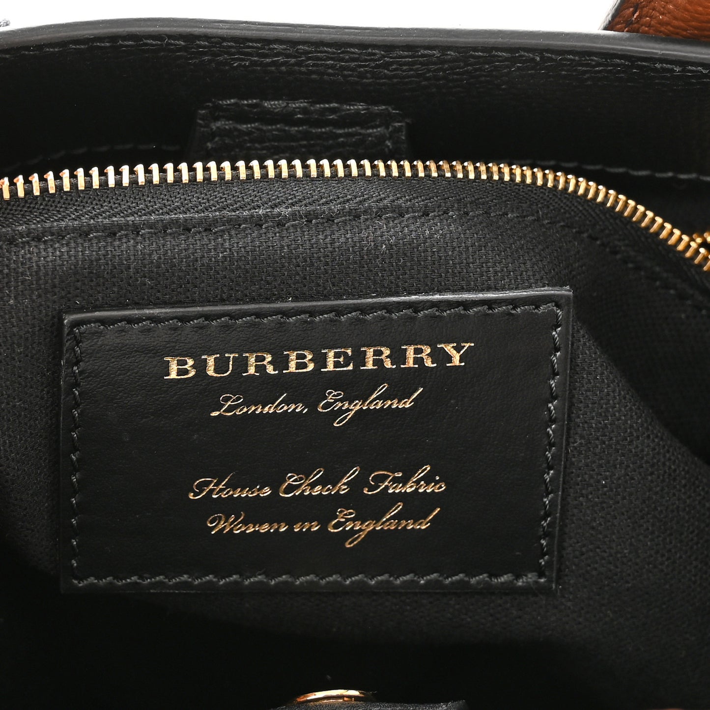 Derby Calfskin House Check Small Banner Tote Black Tan