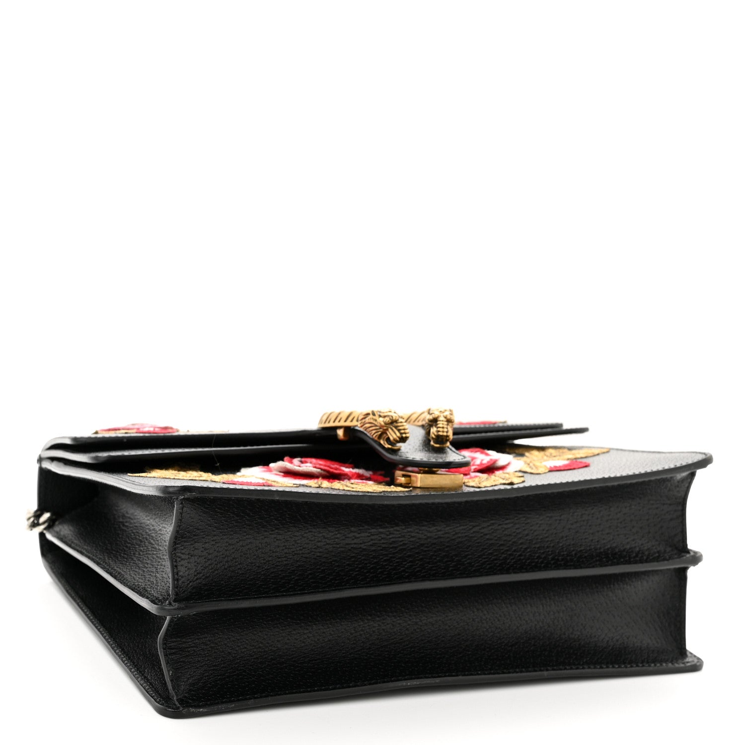 Gucci Calfskin Web Floral Embroidered Medium Dionysus Shoulder Bag Black 4 of 10