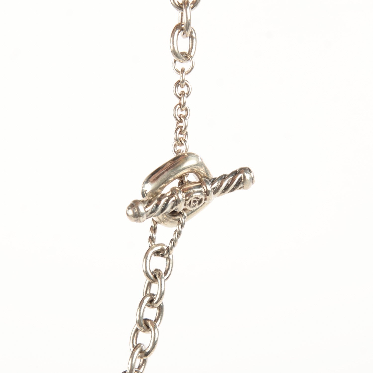 David Yurman Sterling Silver 18K Yellow Gold Smoky Quartz Figaro Necklace 5 of 6