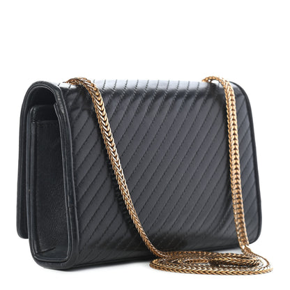 Saint Laurent Calfskin Patterned Small Cassandre Tassel Satchel Black 2 of 8
