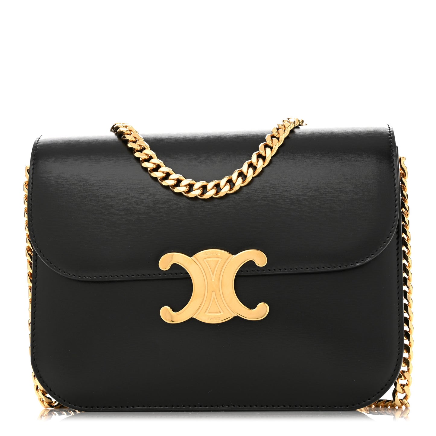Shiny Calfskin College Triomphe Black