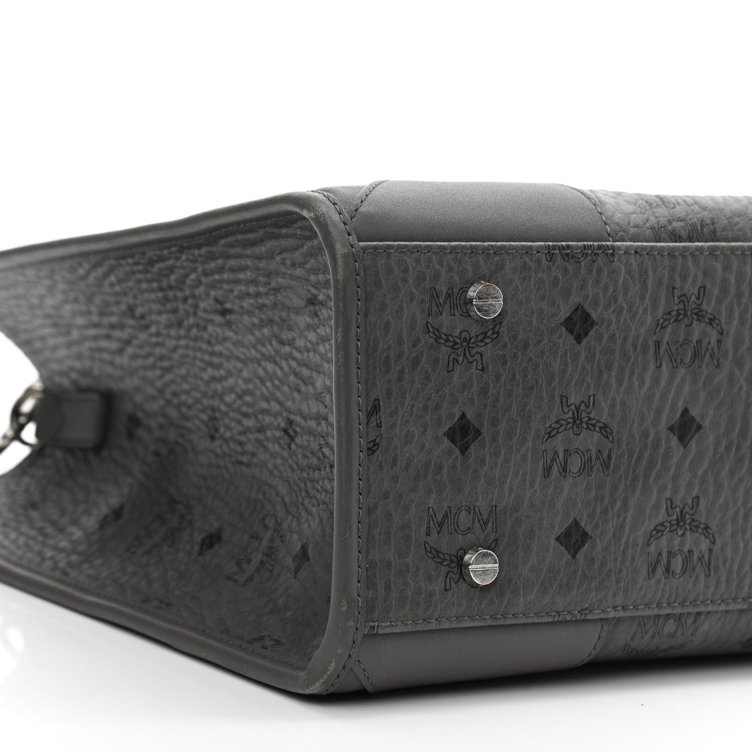 MCM Visetos Large Munchen Tote Grey 9 of 10