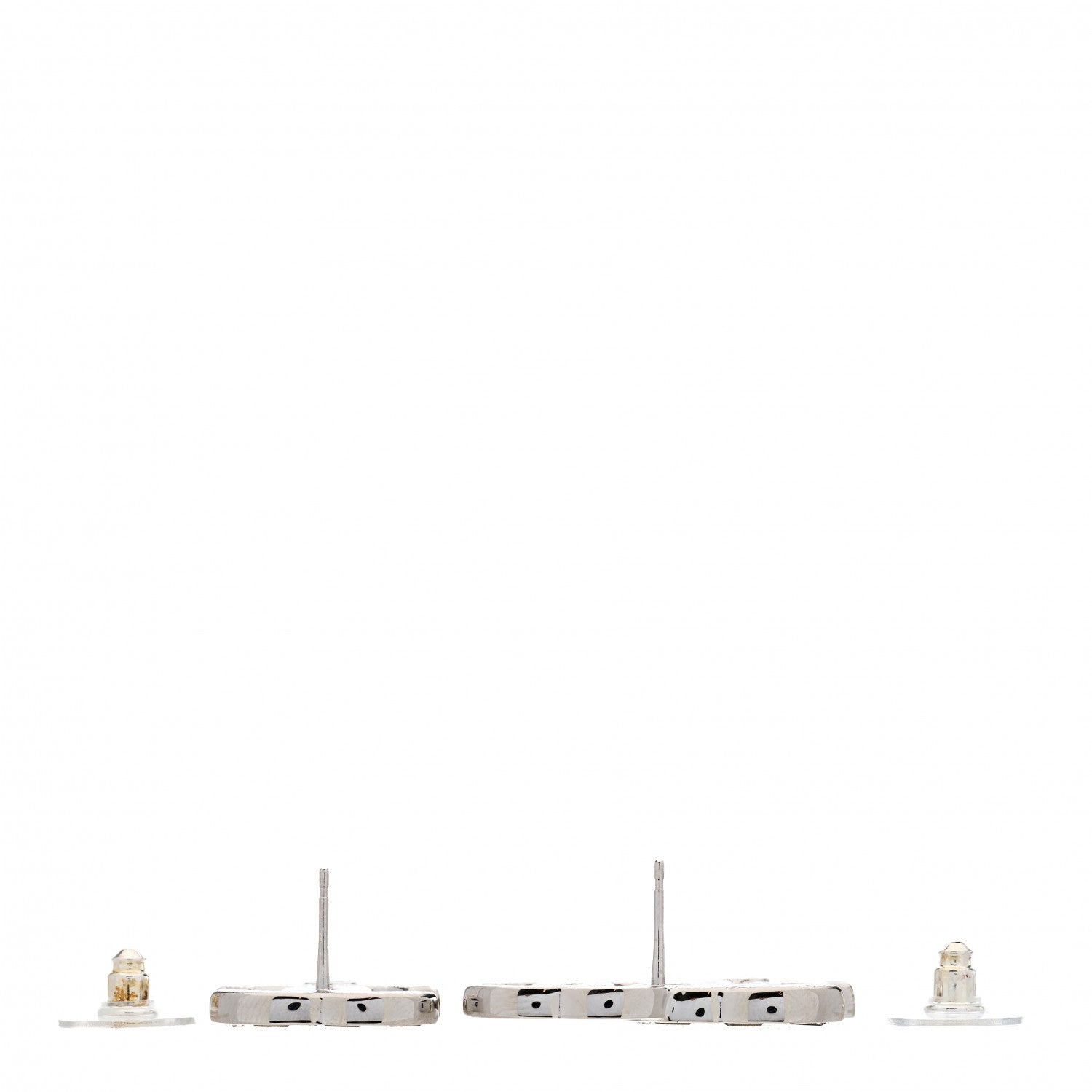 Chanel Baguette Crystal Double CC Earrings Silver 3 of 5