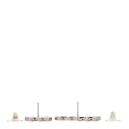 Chanel Baguette Crystal Double CC Earrings Silver 3 of 5