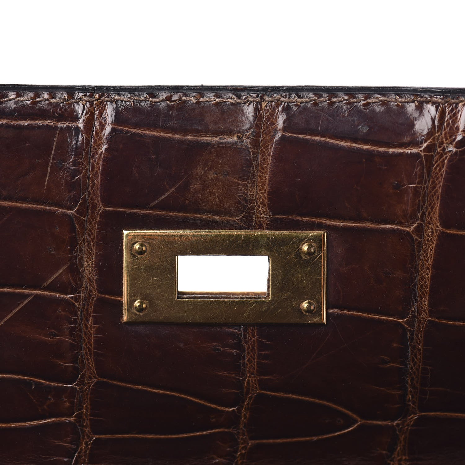 Hermes Shiny Niloticus Crocodile Kelly Sellier 32 Havane 18 of 30