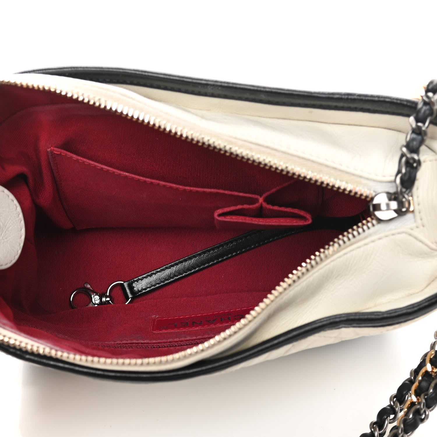 Chanel Aged Calfskin Quilted Small Gabrielle Hobo Black White 5 of 17
