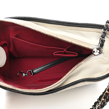 Chanel Aged Calfskin Quilted Small Gabrielle Hobo Black White 5 of 17