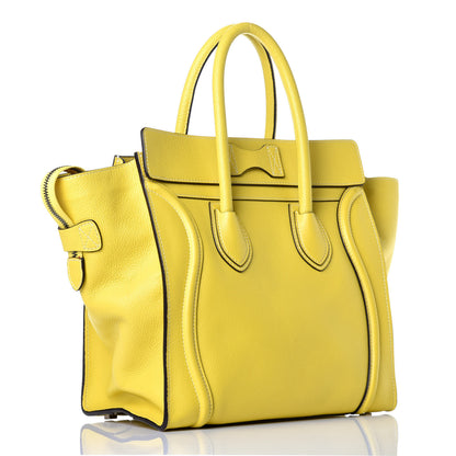 Celine Drummed Calfskin Mini Luggage Citron 3 of 8