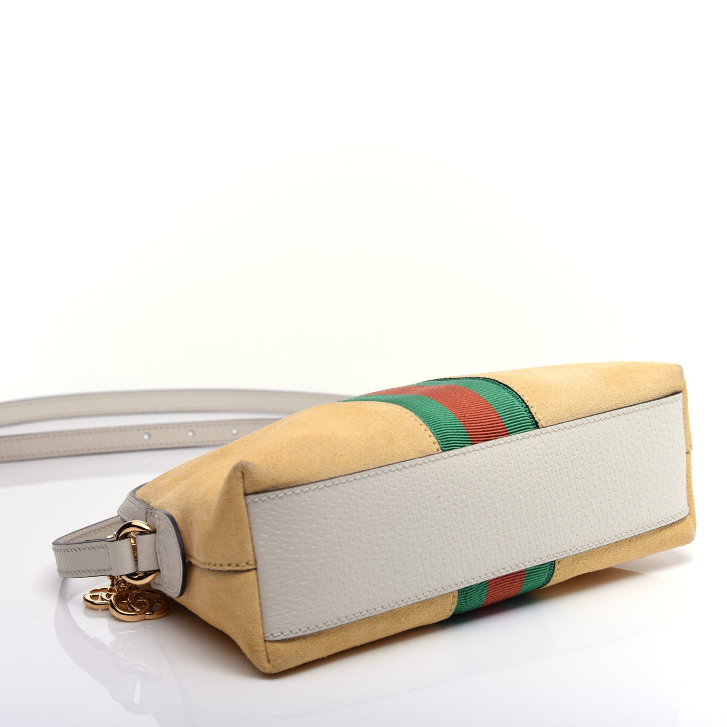 Gucci Suede Calfskin GG Web Small Ophidia Dome Shoulder Bag Burro New Mystic White 4 of 13