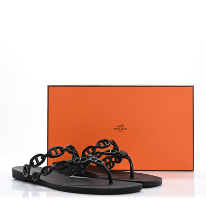 Hermes Rubber Chaine d'Ancre Island Sandals 39 Black 9 of 9