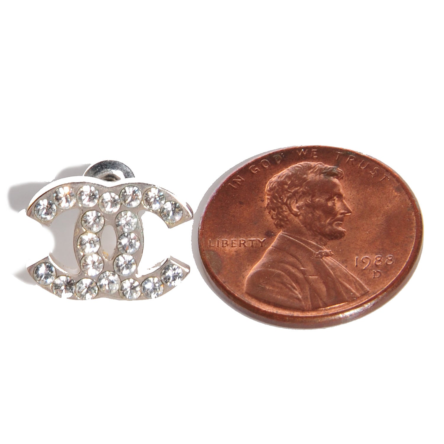 Chanel Crystal CC Earrings Silver 2 of 5