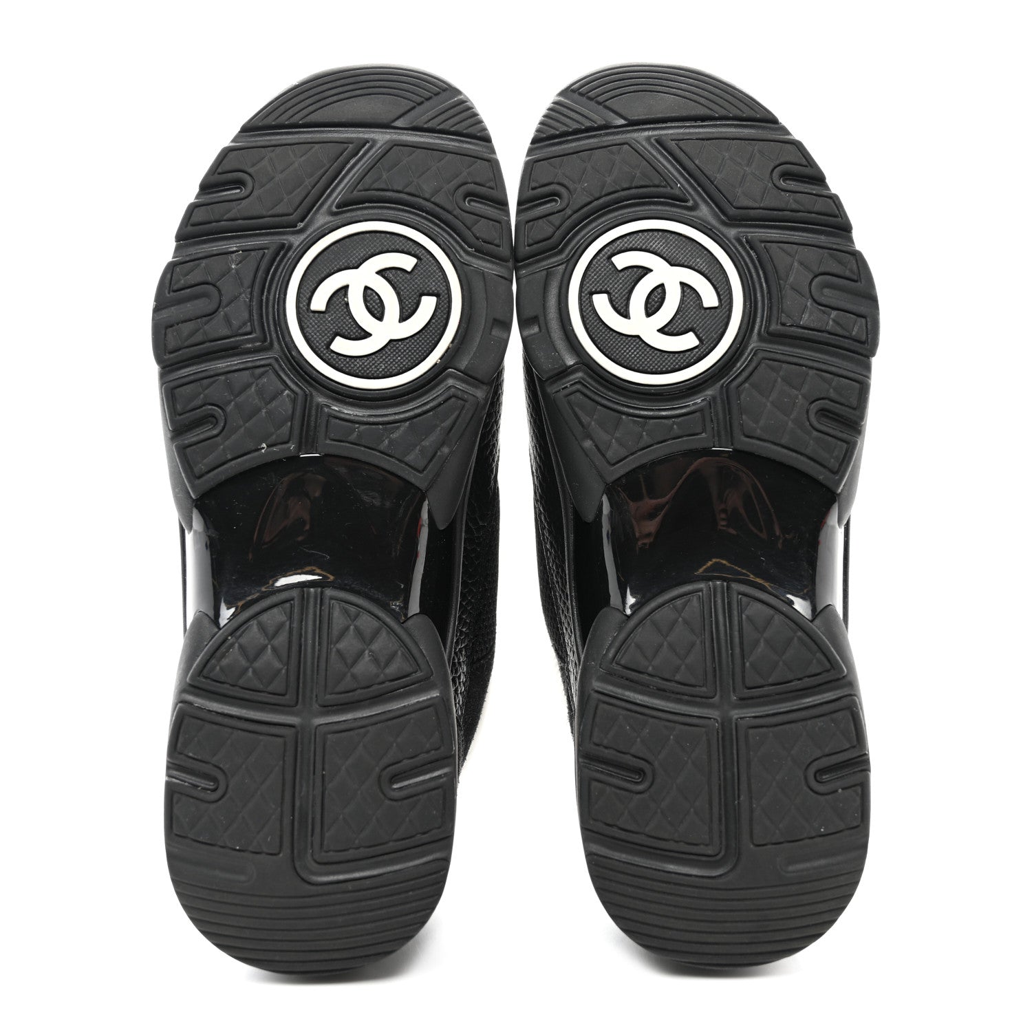 Chanel Mesh Suede Grained Calfskin Womens CC Sneakers 38 Black White 5 of 11