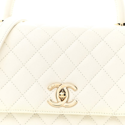 Chanel Caviar Quilted Small Coco Handle Flap White 8 of 11