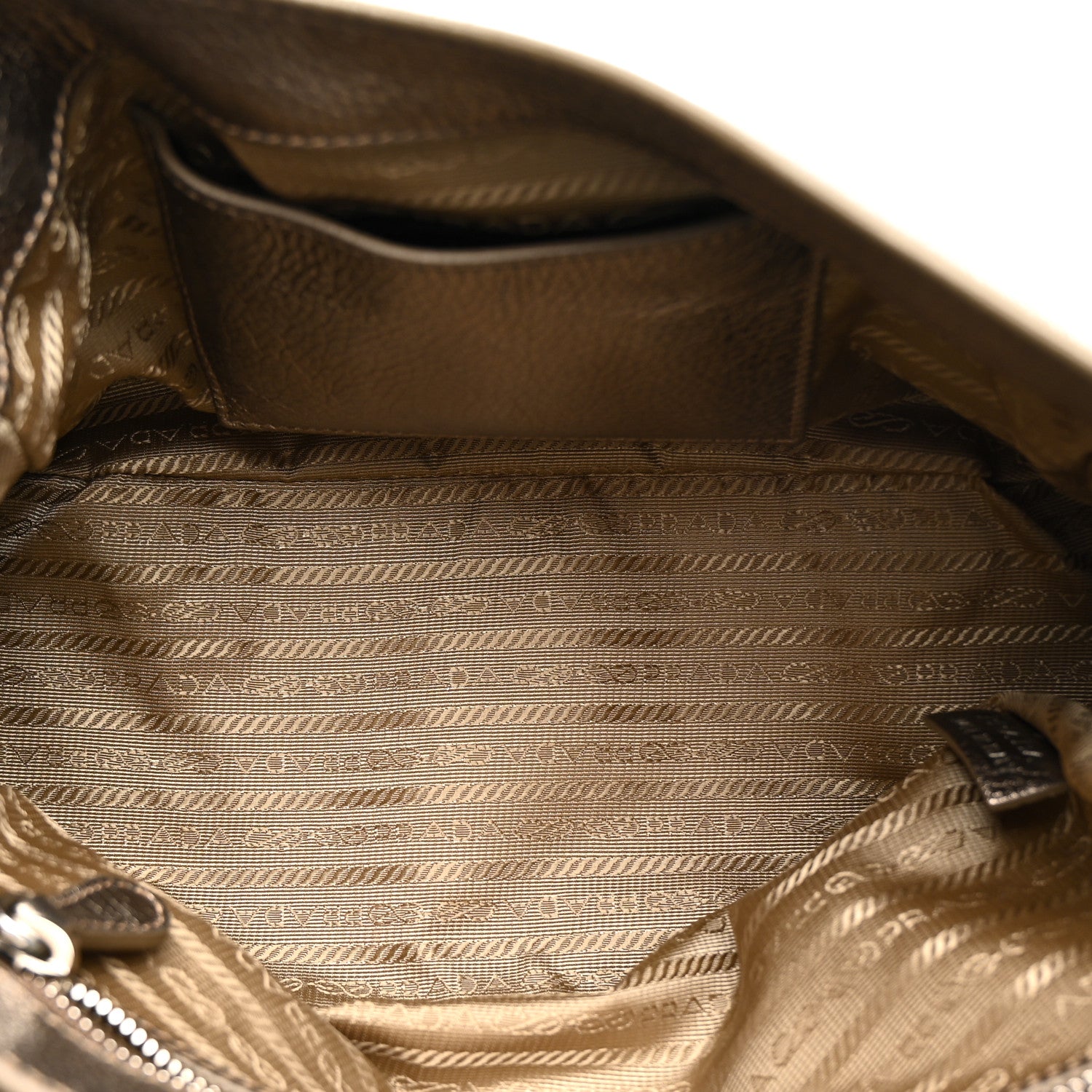Prada Metallic Vitello Daino Pushlock Shoulder Bag Peltro 5 of 21