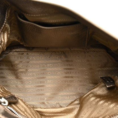 Prada Metallic Vitello Daino Pushlock Shoulder Bag Peltro 5 of 21