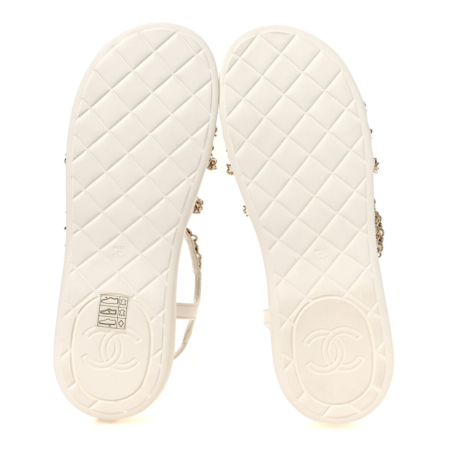 Lambskin Metal Chain Ankle Strap Sandals 39 White