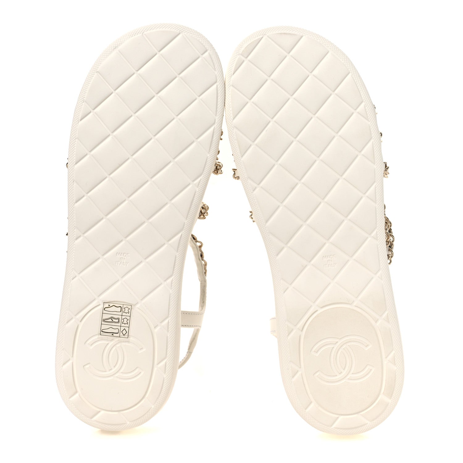 Chanel Lambskin Metal Chain Ankle Strap Sandals 39 White 7 of 12