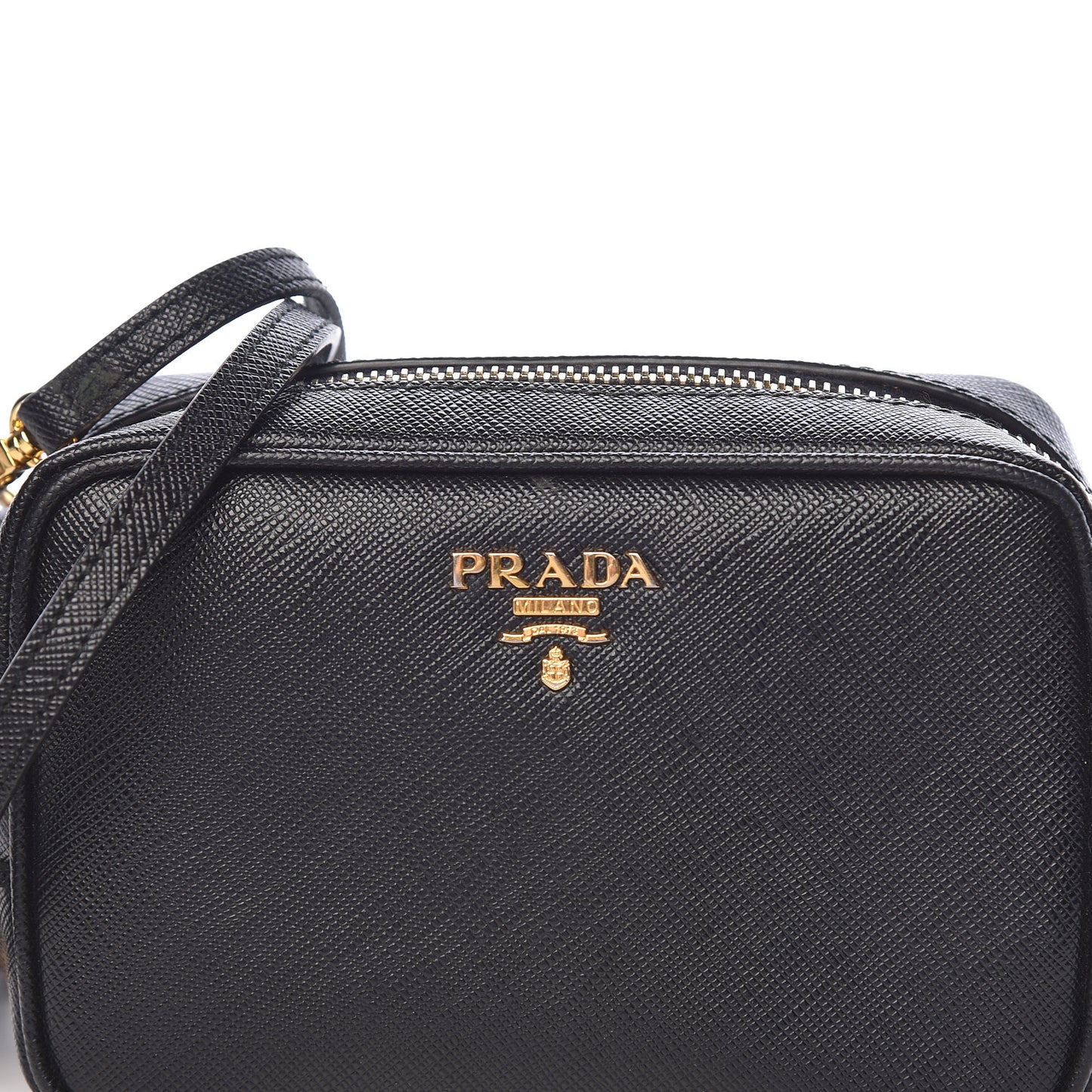 Saffiano Mini Camera Crossbody Bag Black