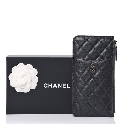 Chanel Iridescent Caviar Quilted Classic Flat Wallet Pouch Black 10 of 10