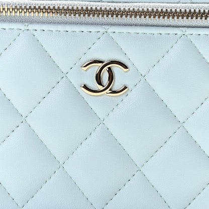 Chanel Lambskin Quilted Small Top Handle Vanity Case With Chain Light Blue 7 of 10