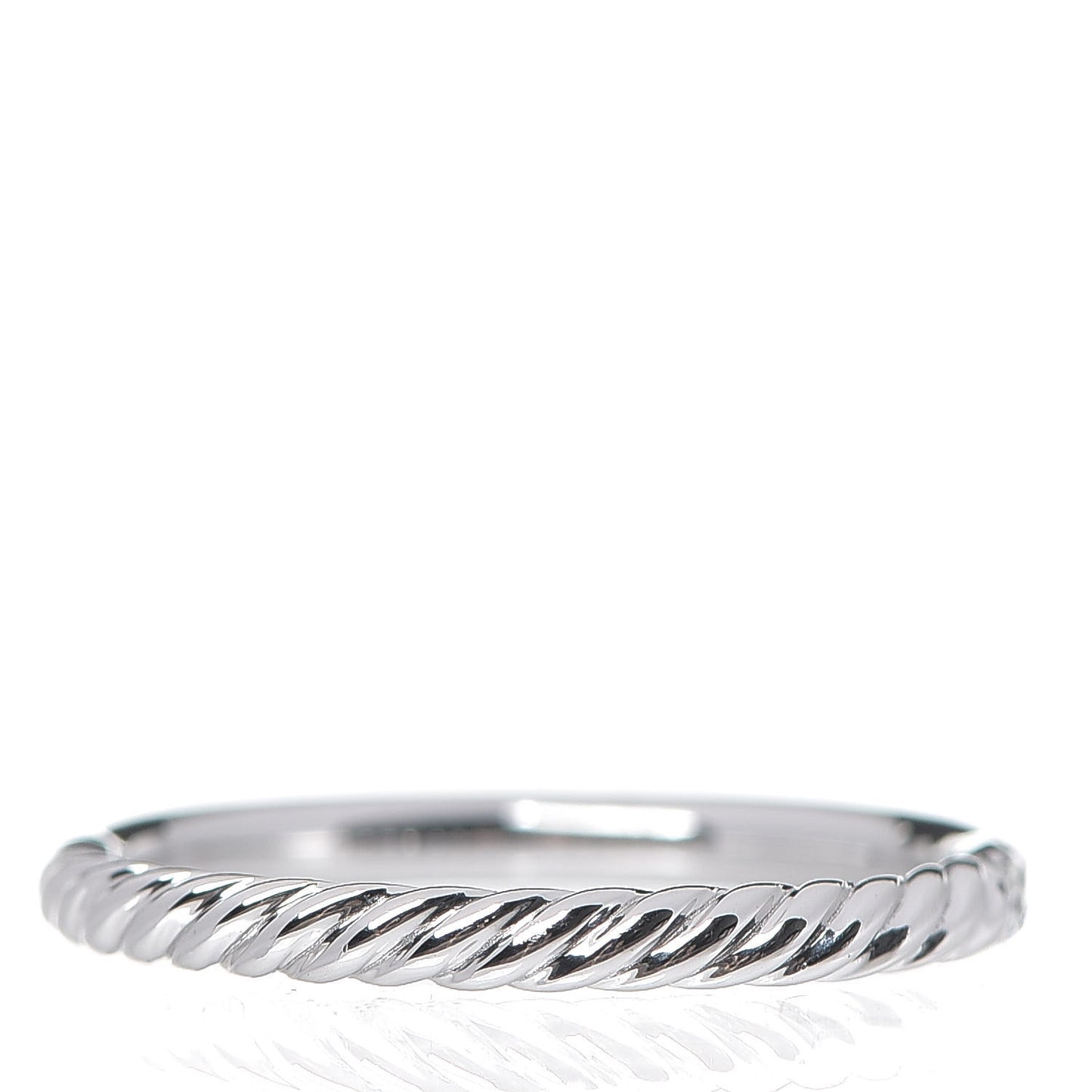 18K White Gold Diamond 2mm Cable Collectibles Band Ring 52 6