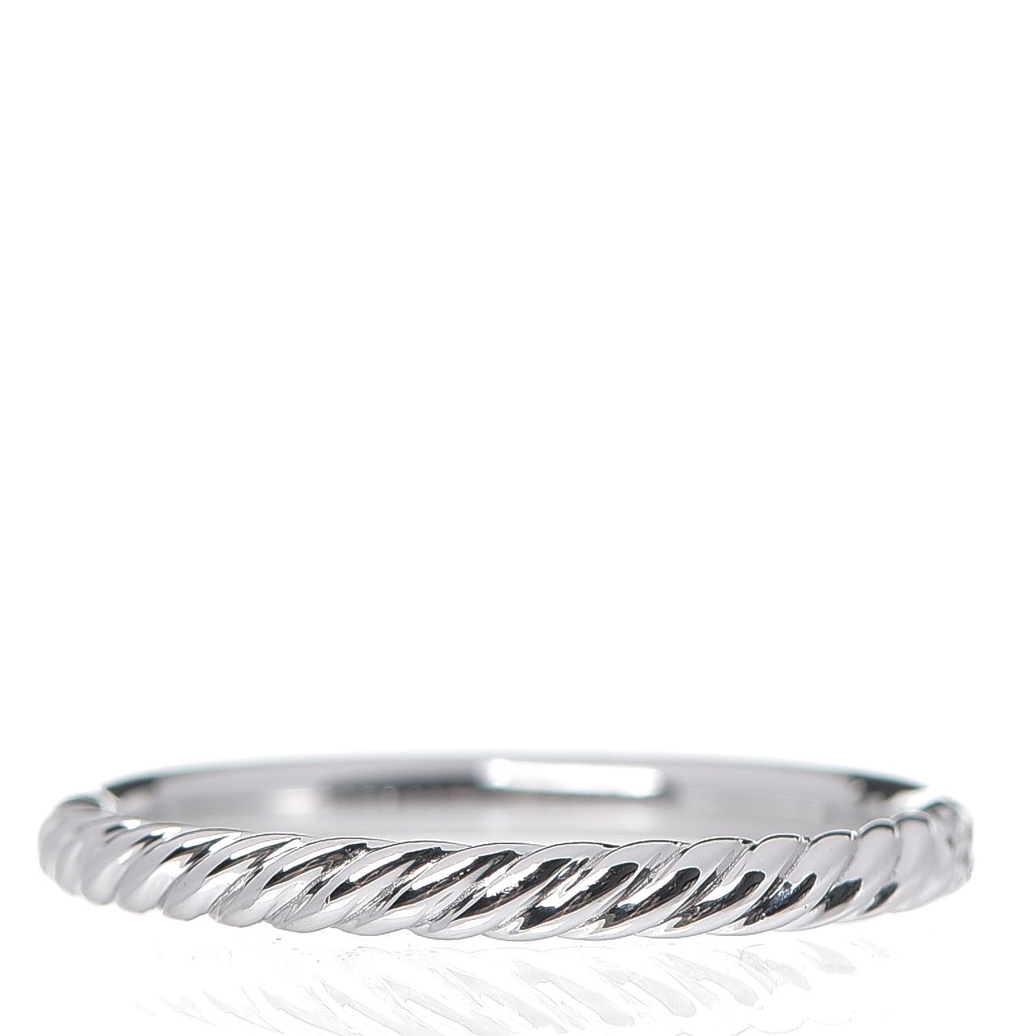 David Yurman 18K White Gold Diamond 2mm Cable Collectibles Band Ring 52 6 3 of 5