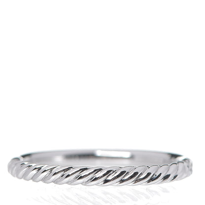 David Yurman 18K White Gold Diamond 2mm Cable Collectibles Band Ring 52 6 3 of 5